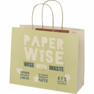 Sac en papier fabriqué à partir de déchets agricoles 150 g/m2avec poignées torsadées, grande taille