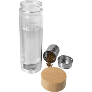 Bouteille à infusion Bailey en verre borosilicate de 400 ml avec couvercle en bambou