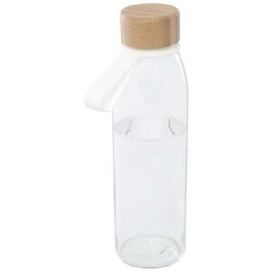 Bouteille d'eau en verre Porto de 500 ml avec poignée en silicone et couvercle en bambou
