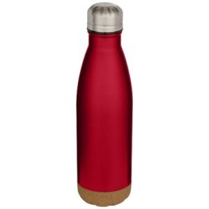 Bouteille d’eau Cove de 500 ml en acier inoxydable isolée sous vide et à double paroi avec détails en liège