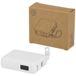 Batterie externe Acrux de 10 000 mAh et 35 W pour tablette avec câble Type-C intégré - fabriquée en plastique recyclé