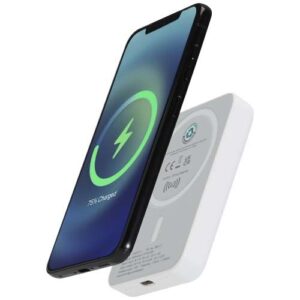 Batterie de secours Acrab magnétique sans fil de 5 000 mAh et 15 W avec PD de 20 W - fabriquée en plastique recyclé