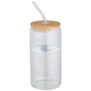 Pot de 500 ml en verre borosilicate Mirage simple paroi avec couvercle en bambou