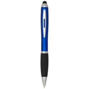 Stylo bille à stylet en plastique recyclé RCS avec corps coloré et grip noir (encre bleue) Nash